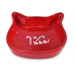 BARRY KING Miska ceramiczna dla kota Ho Ho Ho! 13,6 x 13,6 x 3 cm - czerwona