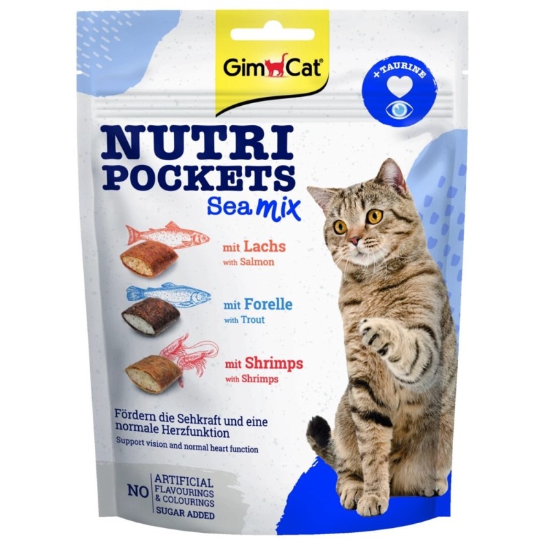 GIMCAT Nutri Pockets chrupiące poduszeczki Sea Mix z tauryną 150g