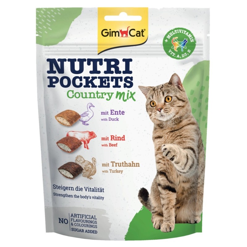 GIMCAT Nutri Pockets chrupiące poduszeczki Country Mix z witaminami 150g
