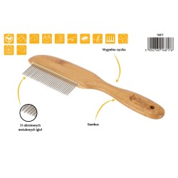 DINGO Grzebień z bambusową rączką 31 obrotowych igieł 21,4 x 5,5 cm