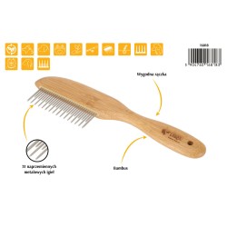 DINGO Grzebień z bambusową rączką 31 naprzemiennych obrotowych igieł 21,4 x 5,5 cm
