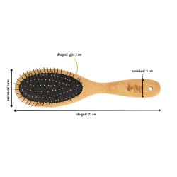 DINGO Szczotka z metalowymi igłami i bambusową rączką 22 x 6 cm