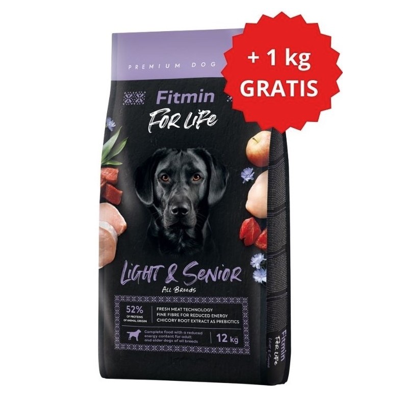 FITMIN Dog For Life Light and Senior 12kg 1kg GRATIS PROMO Uszkodzenie