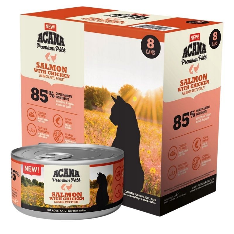 ACANA Kot Premium Pate Salmon and Chicken - łosoś z kurczakiem 8x 85g multipack