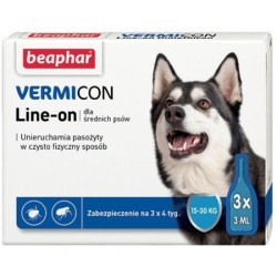 BEAPHAR Vermicon Line-On Dog M (3ml) - 3 pipety kropli przeciwpchłowych dla psów PROMO