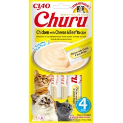 INABA CAT CHURU kurczak z serem i wołowiną 4x 14g (56g)