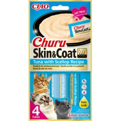INABA CAT CHURU SKIN & COAT tuńczyka z przegrzebkiem 4x14g (56g)