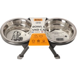 DINGO Zestaw do karmienia dla psa / kota (stelaż z recyklingu) 2x 400ml