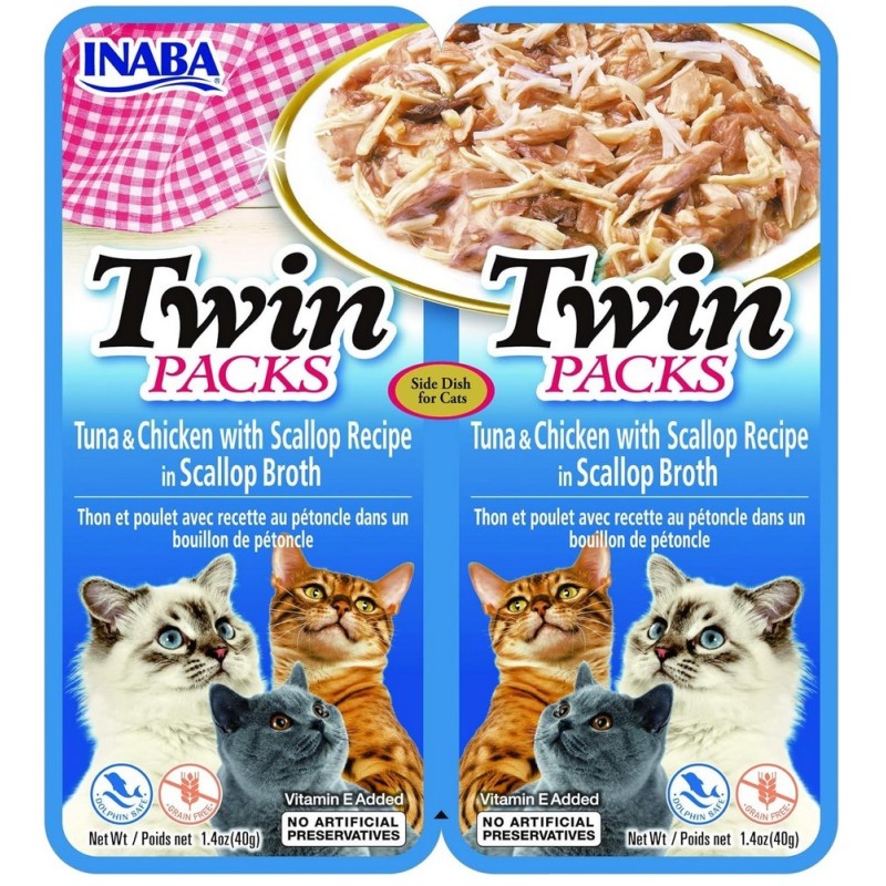 INABA CAT Twin Tuna, Chicken and Scallop 2x 40g