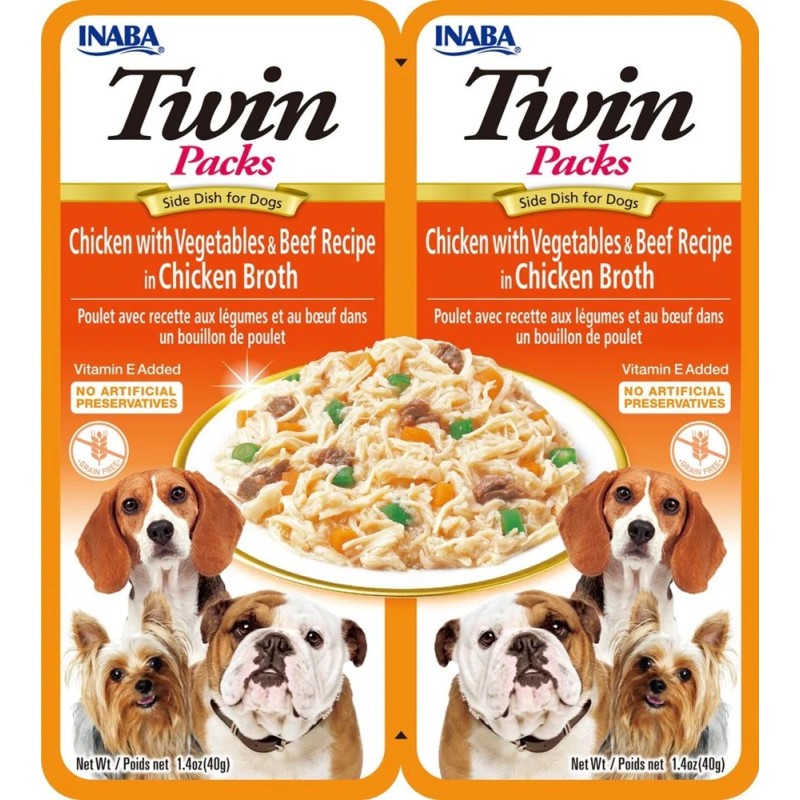 INABA DOG Twin Chicken, Vegetables and Beef 2x 40g