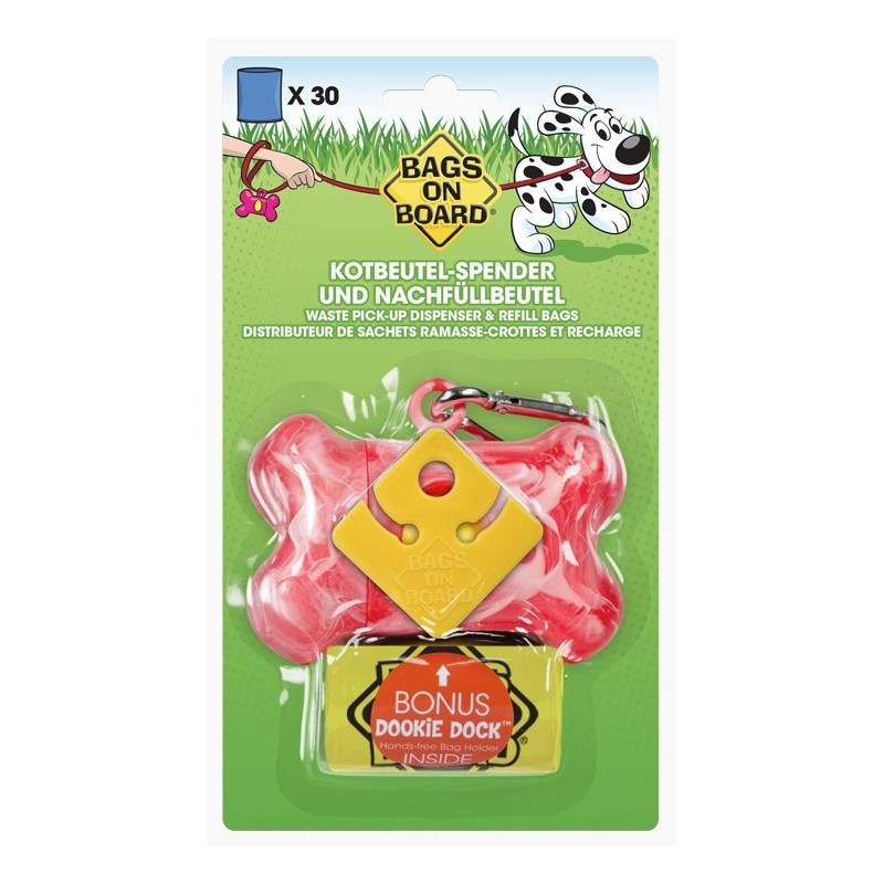 BAGS ON BOARD Dyspenser Kość 30 woreczków - różowy