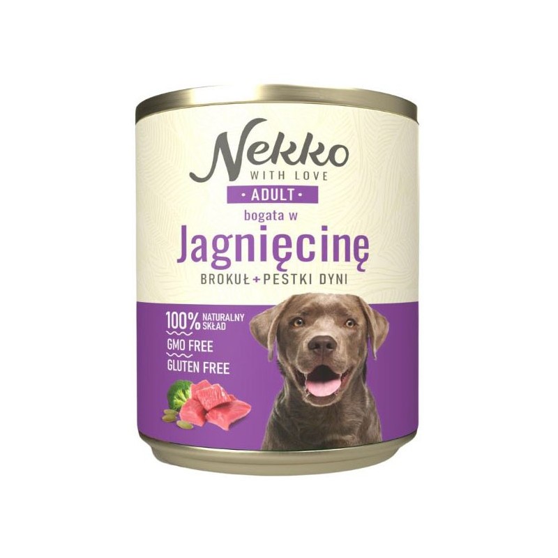 NEKKO Adult jagnięcina, brokuł i pestki dyni 800g (puszka)