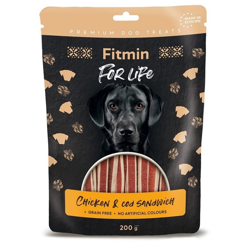 FITMIN Dog For Life Treat Chicken and Cod Sandwich 200g