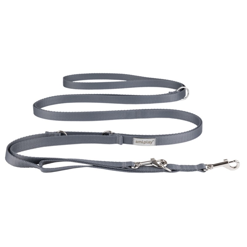 AMIPLAY Smycz regulowana 8 in 1 Samba - Szary XL