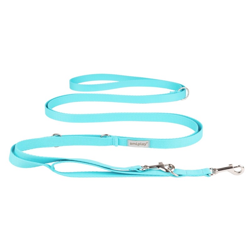 AMIPLAY Smycz regulowana 8 in 1 Samba - Turkusowy L