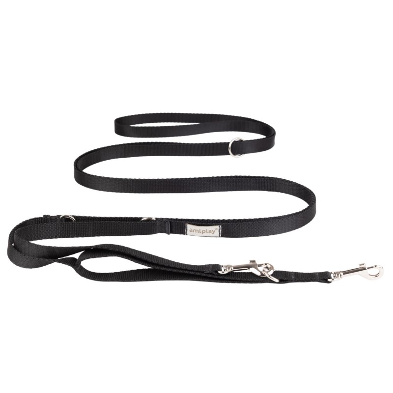AMIPLAY Smycz regulowana 8 in 1 Samba - Czarny L