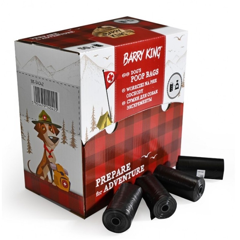 BARRY KING Woreczki na psie odchody 1 rolka - 20 woreczków - czarny
