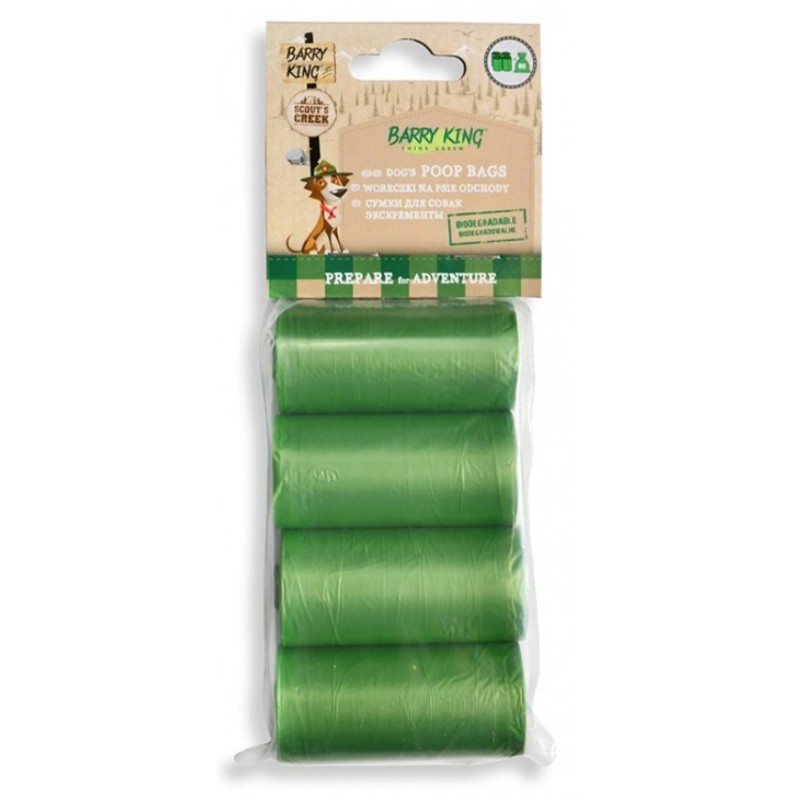 BARRY KING Woreczki biodegradowalne na psie odchody (4 rolki x 20 szt) - zielone