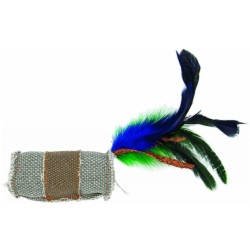 BARRY KING Walec z piórkiem i sznurkiem z trawy - mocny materiał - 4x9,5cm - szary/fioletowy