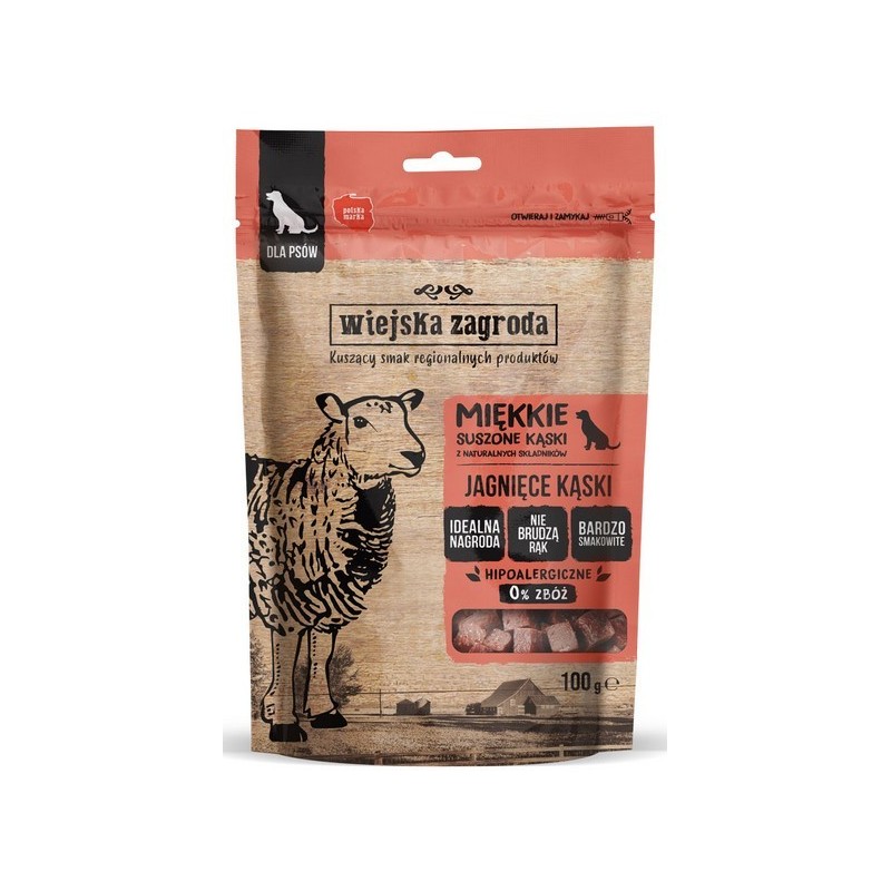 WIEJSKA ZAGRODA PIES Przysmaki Suszone Kąski Jagnięcina 100g