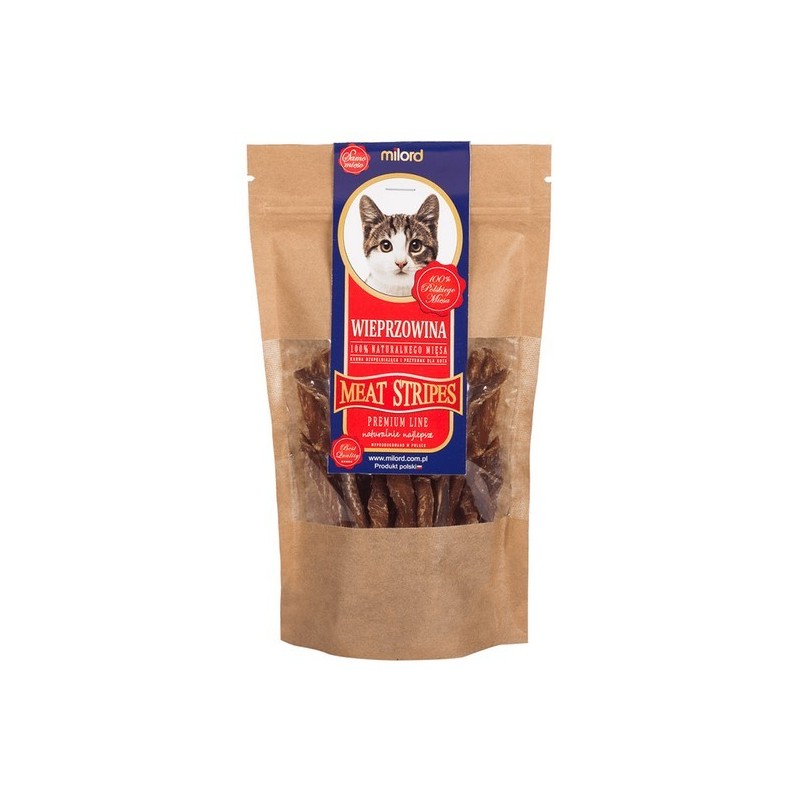 MILORD MEAT KOT Suszone Przysmaki - Paski z Wieprzowiny 40g