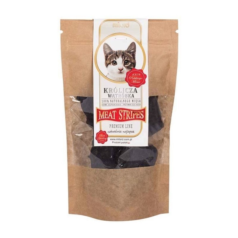 MILORD MEAT KOT Suszone Przysmaki - Paski z Wątroby Króliczej 40g