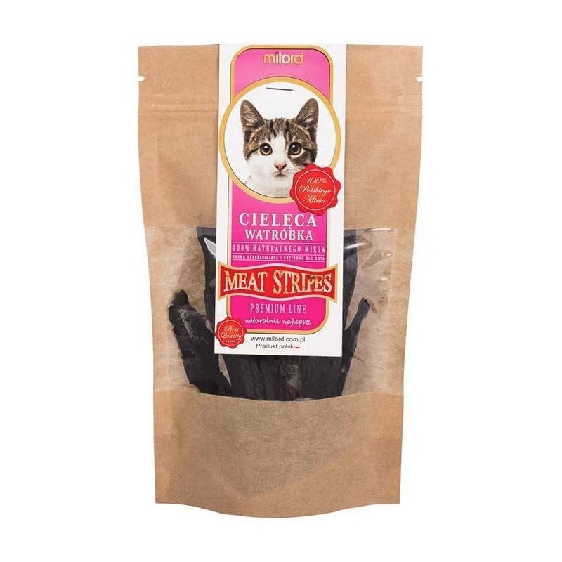 MILORD MEAT KOT Suszone Przysmaki - Paski z Wątroby Cielęcej 40g