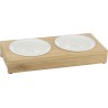 TRIXIE Miski na stojaku dla psa/kota ceramika/bambus - białe/ecru