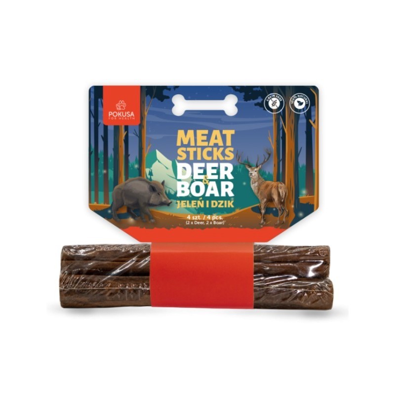POKUSA Feel The Wild Meat Sticks Deer and Boar / Jeleń i dzik 4 szt. 64g
