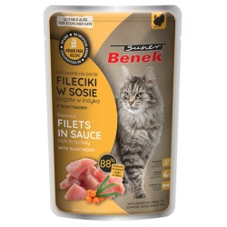 SUPER BENEK Bezzbożowe fileciki z indyka z rokitnikiem w sosie 85g