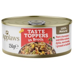 APPLAWS Dog Taste Toppers in Broth Pierś z Kurczaka z Wątróbką Wołową, Dynią, Marchewką i Groszkiem 156g