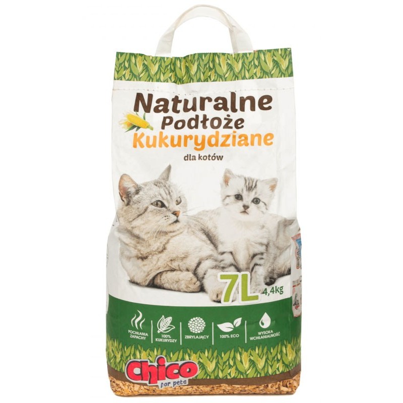 CHICO Podściółka kukurydziana zbrylająca 7l PROMO 2 Uszkodzenie ubytek
