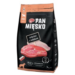 PAN MIĘSKO Cielęcina z indykiem - rozmiar chrupek XS 9 kg