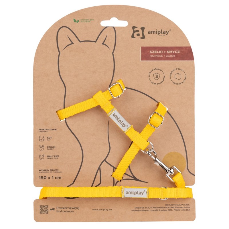 AMIPLAY Samba Cat Szelki ze smyczą dla kota - Żółty S