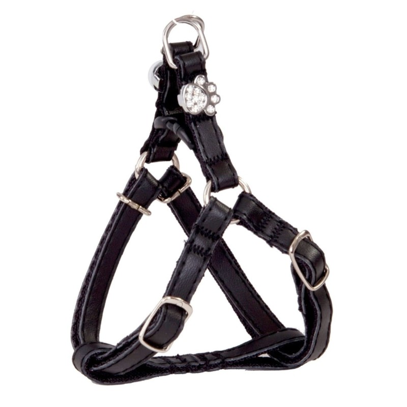 DINGO Szelki skórzane dla Yorka "New York" - Czarne