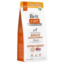 BRIT CARE Dog Hypoallergenic Adult Medium Lamb 12kg + 2kg GRATIS