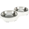 TRIXIE Zestaw misek melamina/stal nierdzewna 2 x 0,2 l/o 13 cm - białe