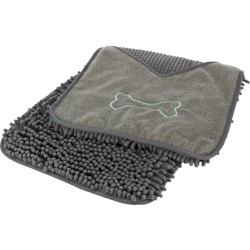 TRIXIE Ręcznik dla psa/kota z mikrofibry 78 x 32cm z kieszeniami na dłonie - szary