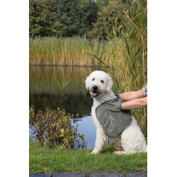 TRIXIE Ręcznik dla psa/kota z mikrofibry 78 x 32cm z kieszeniami na dłonie - szary