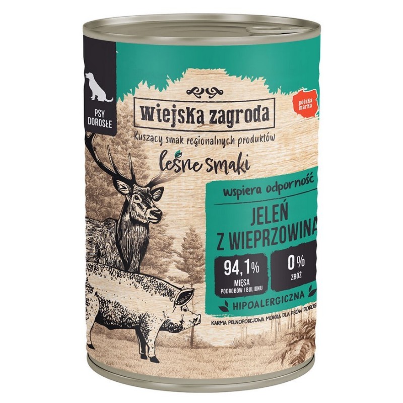 WIEJSKA ZAGRODA PIES Leśne smaki - Jeleń z wieprzowiną 800g