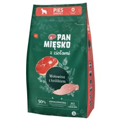 PAN MIĘSKO z Ziołami, Wołowiną i z Królikiem - rozmiar chrupek M 20 kg