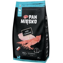 PAN MIĘSKO dla szczeniąt Indyk z kalmarami - rozmiar chrupek M 20 kg