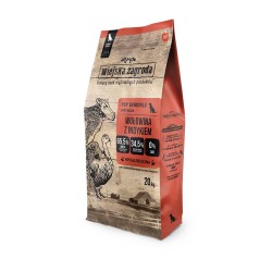 WIEJSKA ZAGRODA PIES Wołowina z indykiem 2kg - rozmiar chrupek L PROMO Uszkodzenie