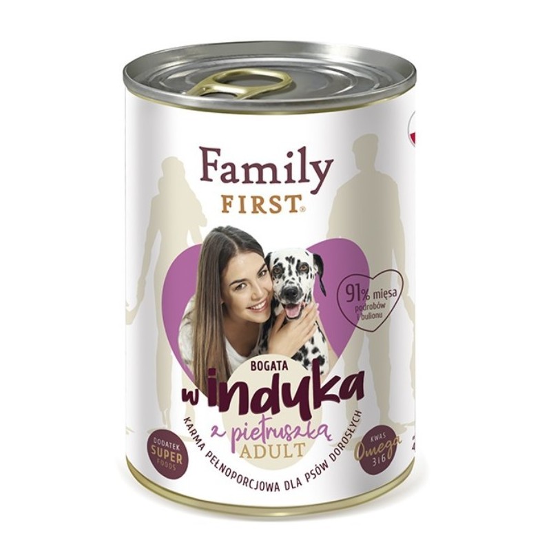FAMILY FIRST Dog Indyk z pietruszką 400g (puszka)