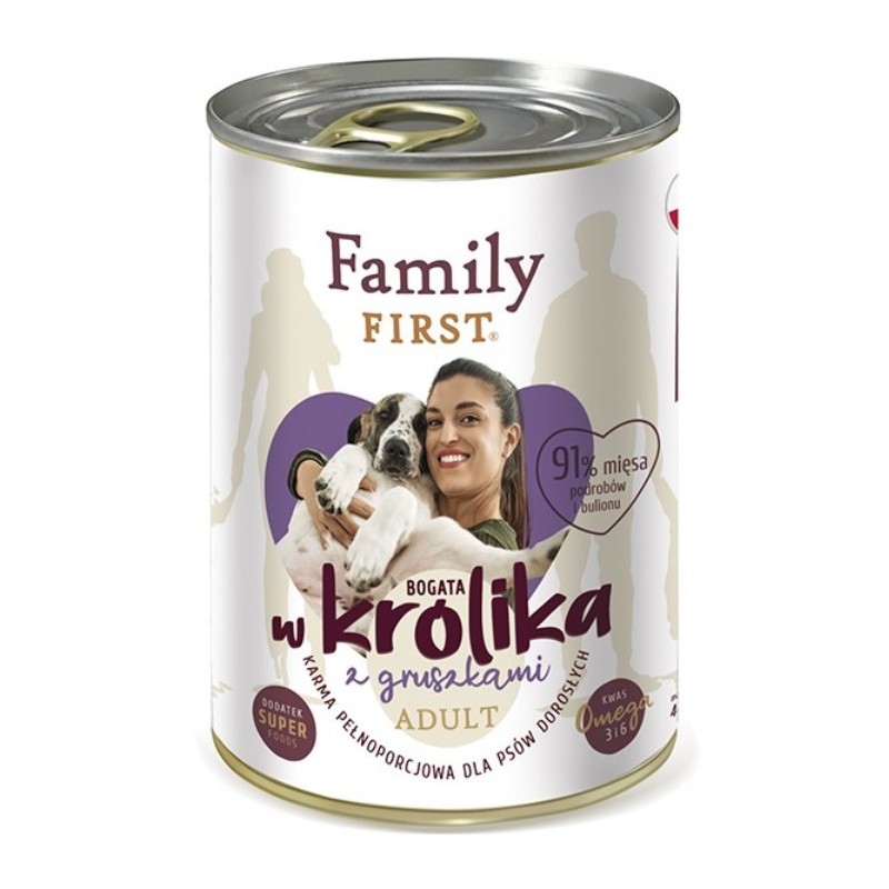 FAMILY FIRST Dog Królik z gruszkami 400g (puszka)