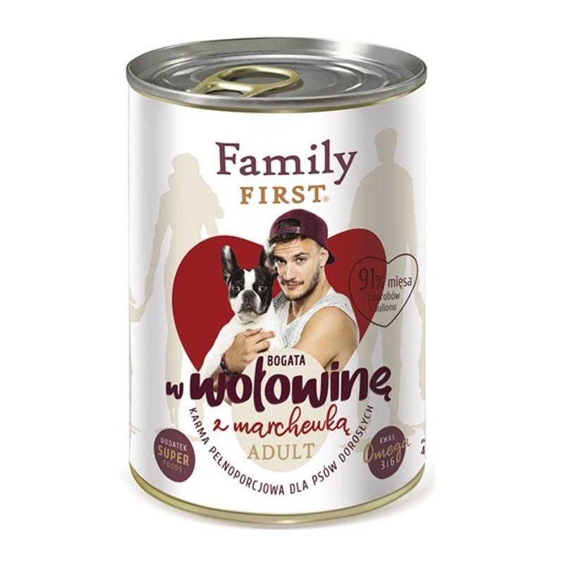FAMILY FIRST Dog Wołowina z marchewką 400g (puszka)