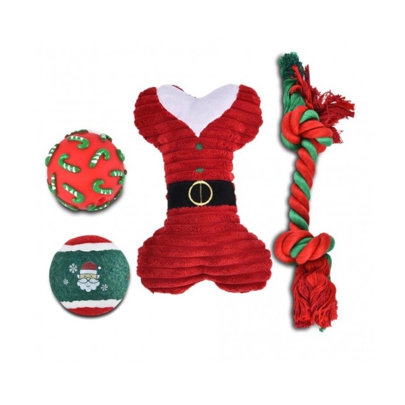 BARRY KING Zestaw zabawek świątecznych dla psa 4szt/op - czerwony