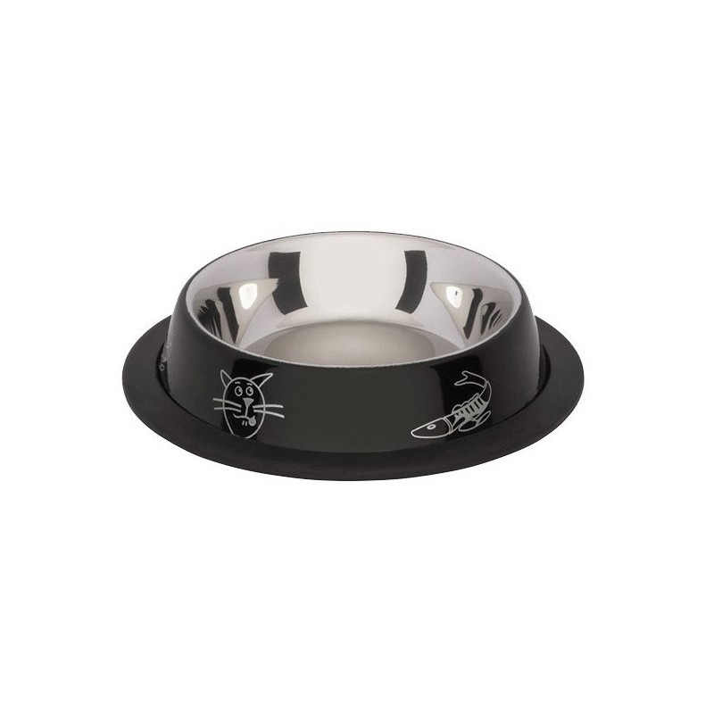 BARRY KING Miska na gumie z kolorowym nadrukiem - czarna 0,45l