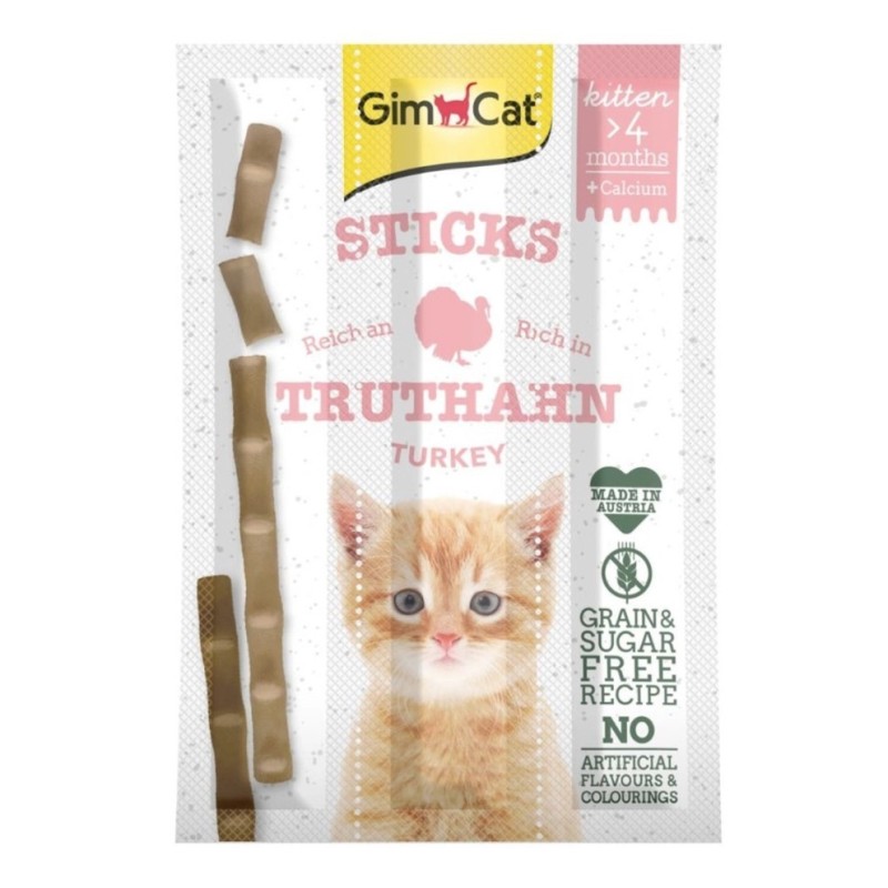 GIMCAT Sticks Paluszki z indykiem i wapniem dla kociąt 3x 3g