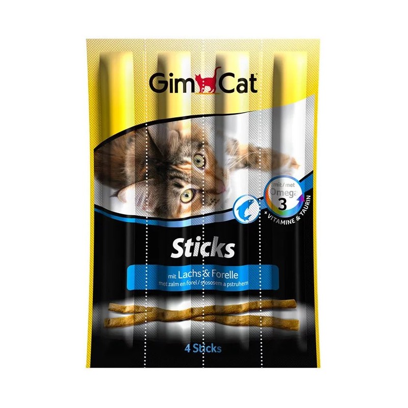 GIMCAT Sticks Paluszki dla kota z łososiem i pstrągiem 4 szt.